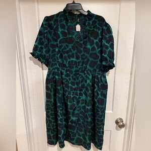 Shein Green Leopard Dress